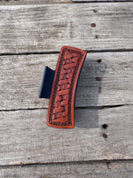 Hand Stamped Leather 4" Hair Claw Clip