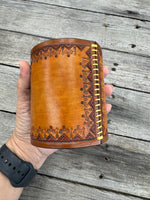 Thunderbird Leather Desk Organizer – Hand Painted Southwestern Pen Holder