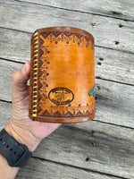 Thunderbird Leather Desk Organizer – Hand Painted Southwestern Pen Holder
