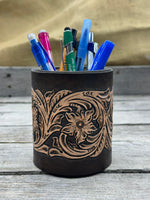 sheridan leather desk organizer pen holder