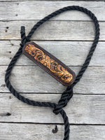 Hand Tooled Leather Noseband Rope Cattle Halter – Floral Carved Leather Noseband