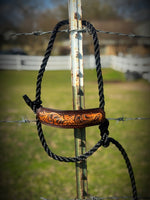 Hand Tooled Leather Noseband Rope Cattle Halter – Floral Carved Leather Noseband