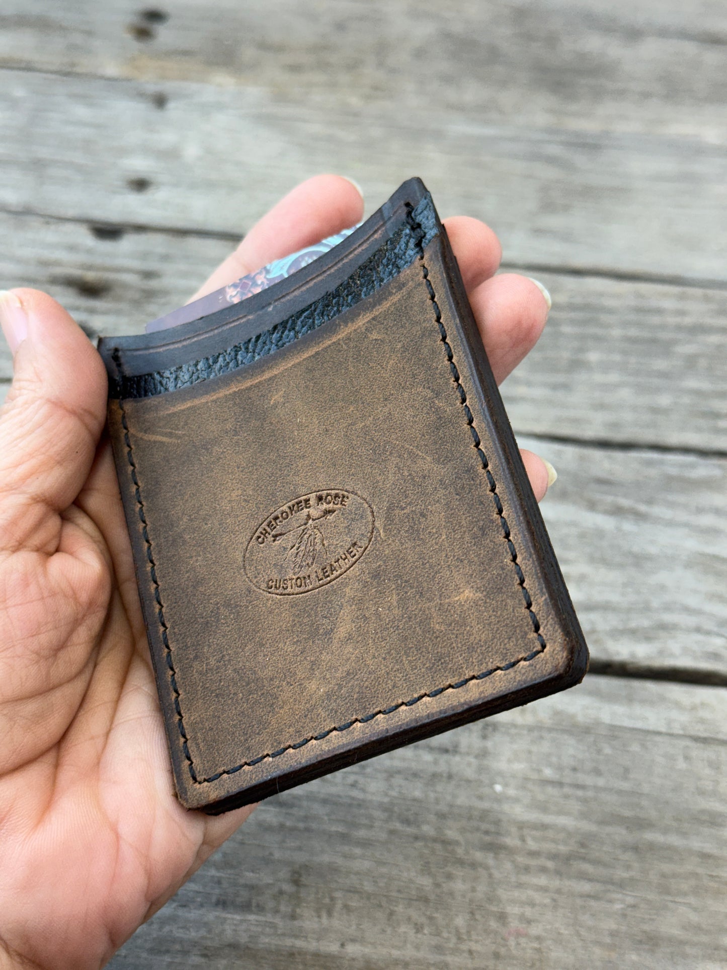 Tri-Tone Oil Tanned Leather 6 Card Wallet