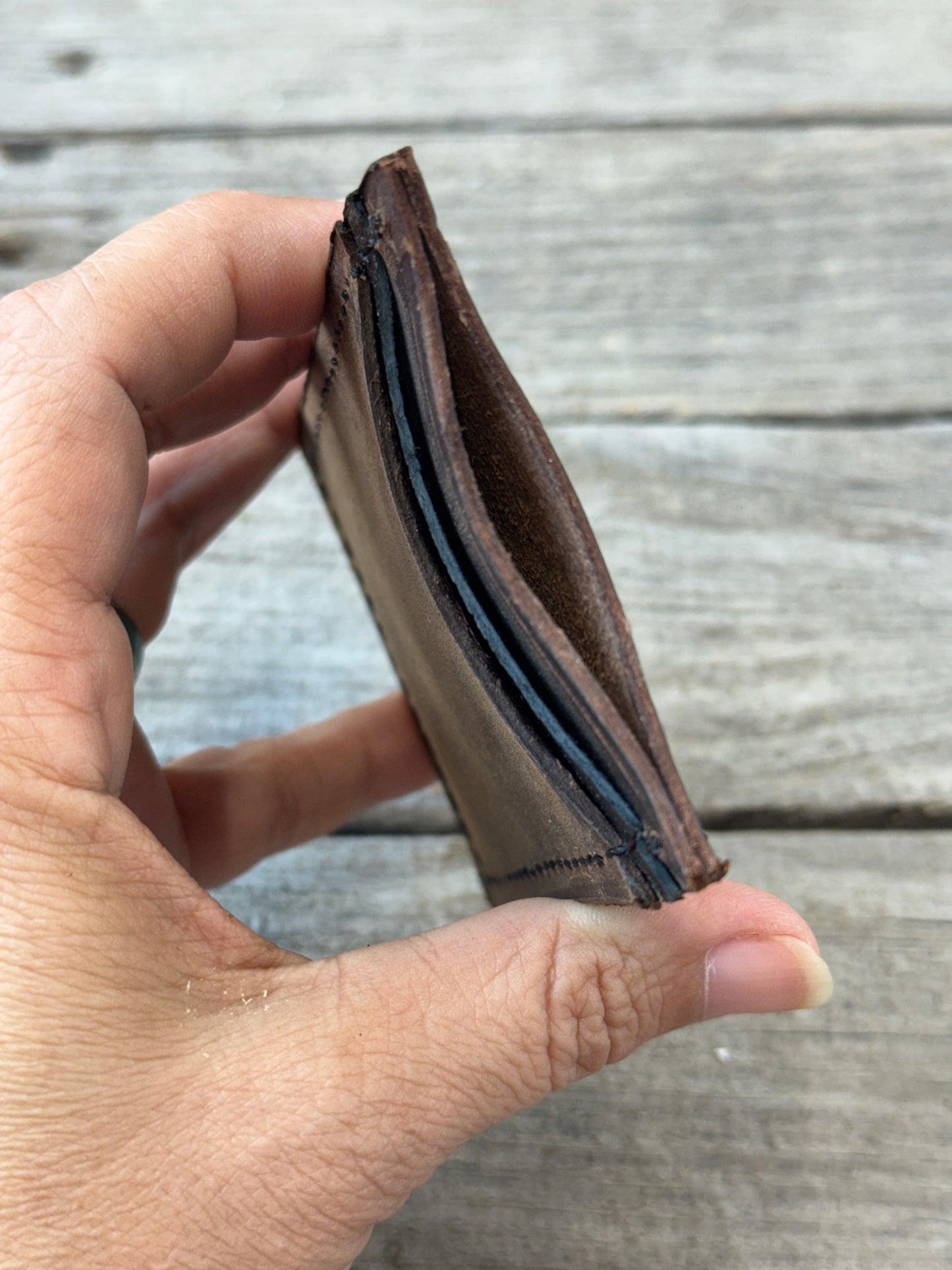 Tri-Tone Oil Tanned Leather 6 Card Wallet