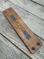 Carved Tribal Leather Cuff Bracelet