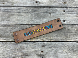 Carved Tribal Leather Cuff Bracelet