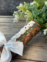 Turquoise Border Leather Bridal Bouquet Wrap