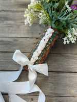 Turquoise Border Leather Bridal Bouquet Wrap