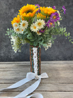 Turquoise Border Leather Bridal Bouquet Wrap