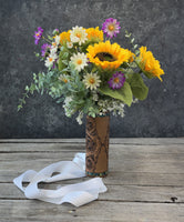 Turquoise Border Leather Bridal Bouquet Wrap