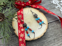 Handmade Southwestern Coral and Turquoise Earrings