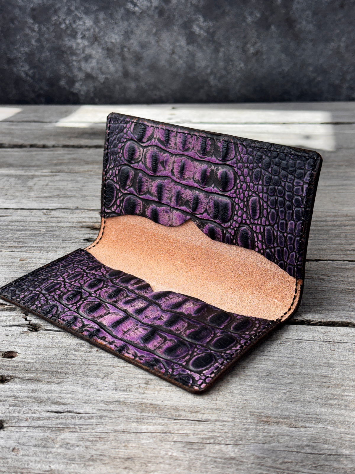 Black Cherry & Turquoise Feather Leather Checkbook Cover