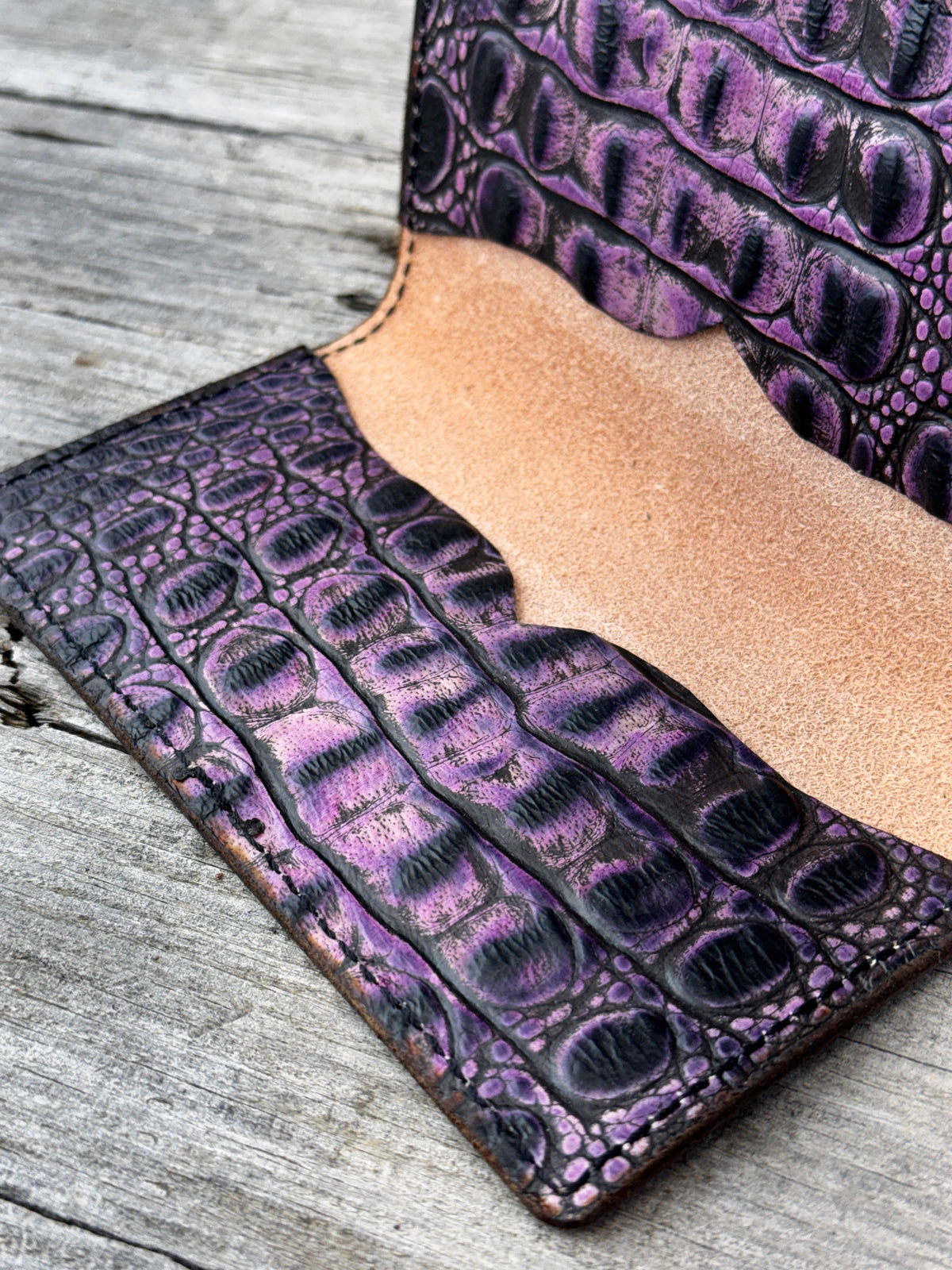 Black Cherry & Turquoise Feather Leather Checkbook Cover