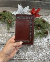 Hand Stamped Leather Field Notes Cover – Bordeaux with Turquoise Accents