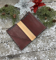 Hand Stamped Leather Field Notes Cover – Bordeaux with Turquoise Accents