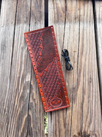 Two-Tone Decorative Square Stamped Leather Show Stick Wrap