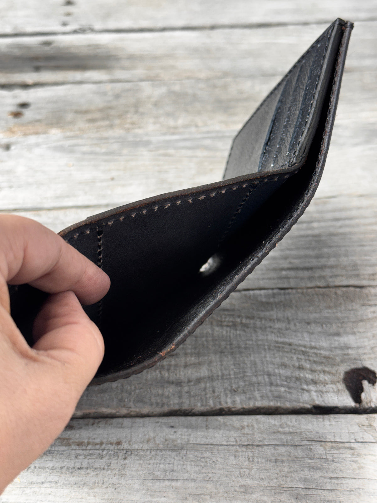 Hand Stamped Steel Gray Western Leather Trifold Wallet