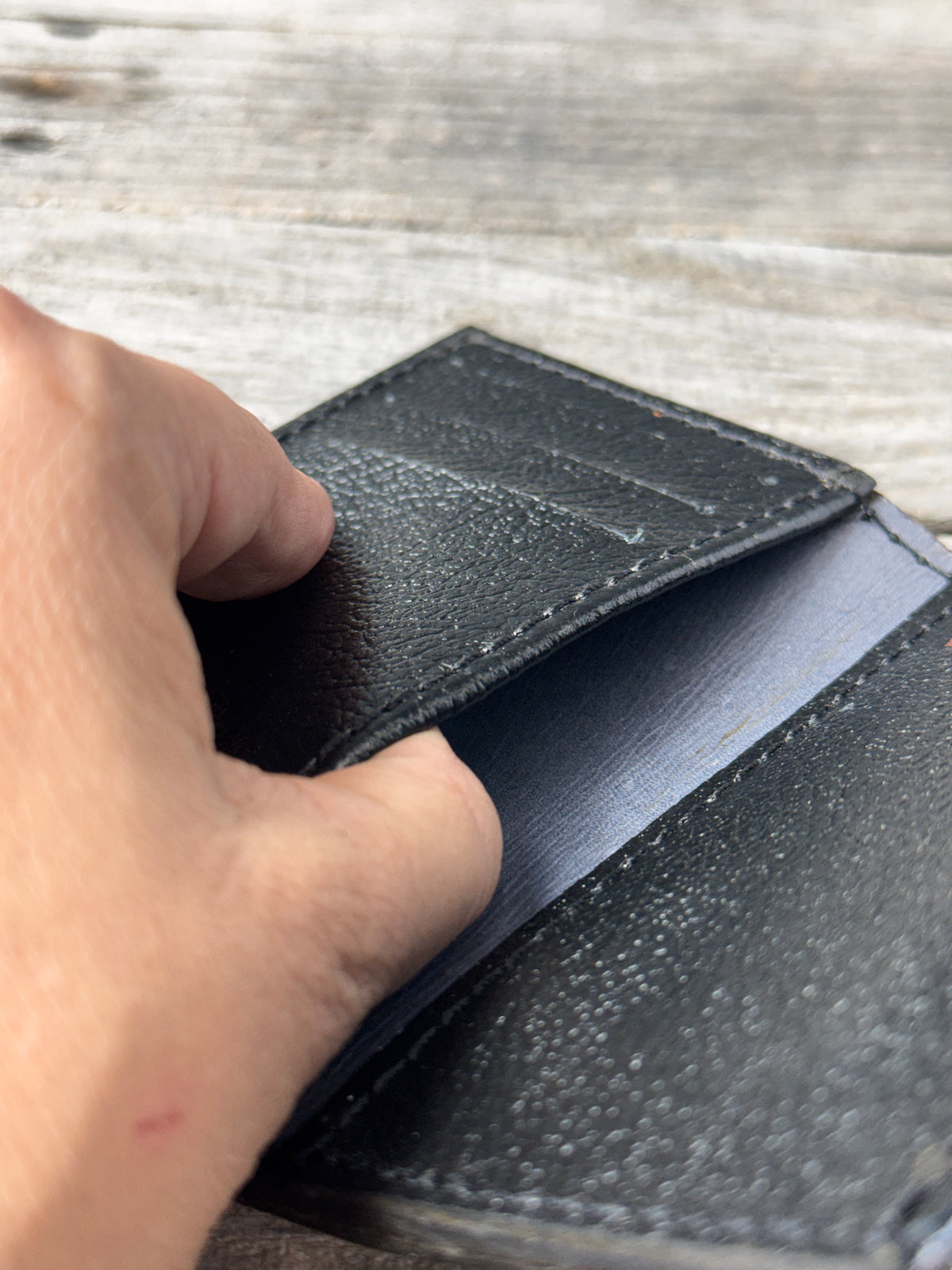 Hand Stamped Steel Gray Western Leather Trifold Wallet