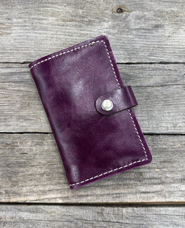 Plum Purple Oil-Tanned Leather Memo Pad Holder
