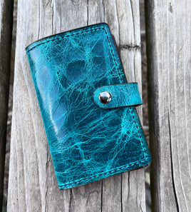 Waxy Turquoise Oil Tanned Leather Spiral Top Notebook Holder