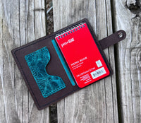 Waxy Turquoise Oil Tanned Leather Spiral Top Notebook Holder