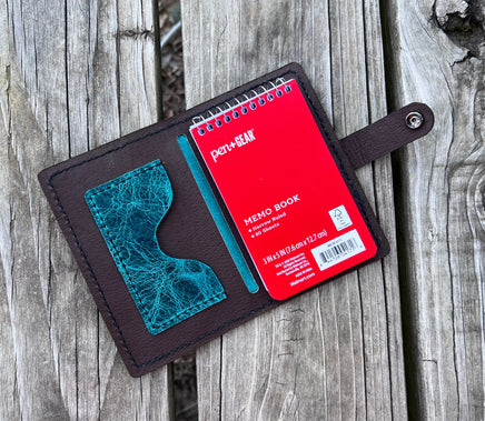 Waxy Turquoise Oil Tanned Leather Spiral Top Notebook Holder