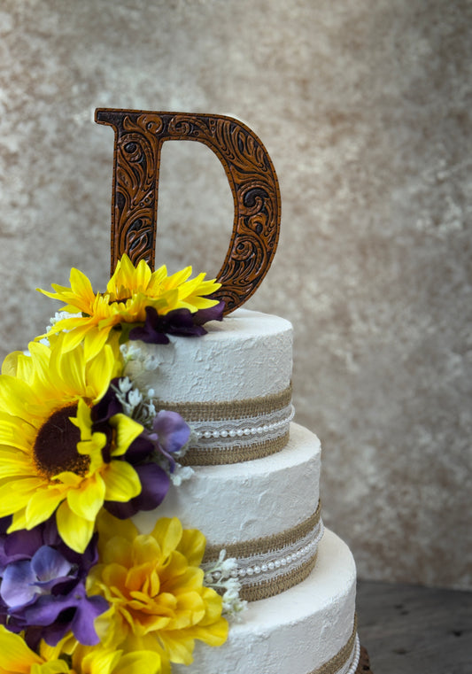 Leather Wedding Cake Topper Letter D