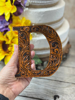 Leather Wedding Cake Topper Letter D