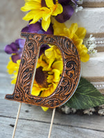 Leather Wedding Cake Topper Letter D