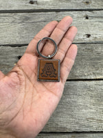 Hand Stamped Leather Initial Keychains – Western Block Font