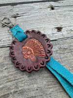 Western Concho Leather Bag Charm