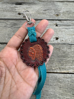 Western Concho Leather Bag Charm