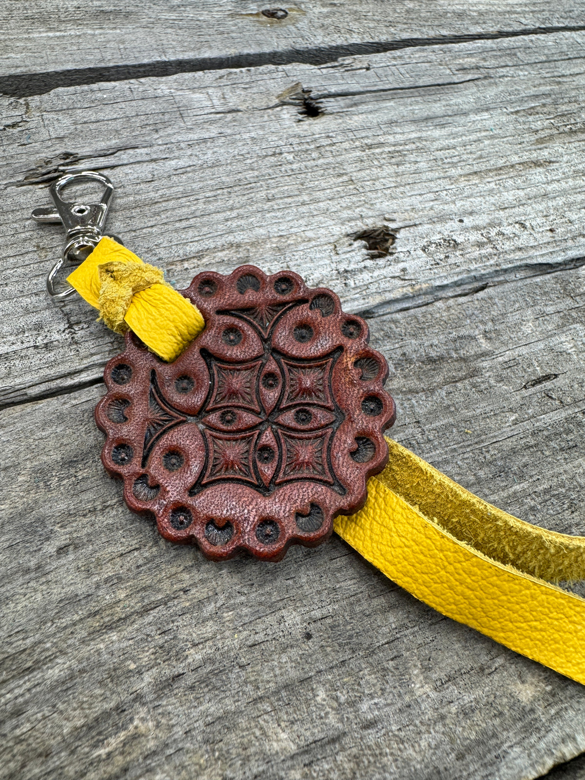 Western Concho Leather Bag Charm