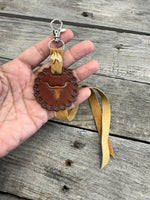 Western Concho Leather Bag Charm