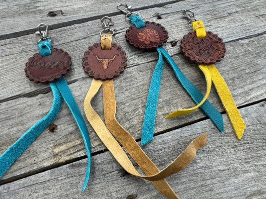 Western Concho Leather Bag Charm