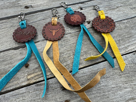 Western Concho Leather Bag Charm