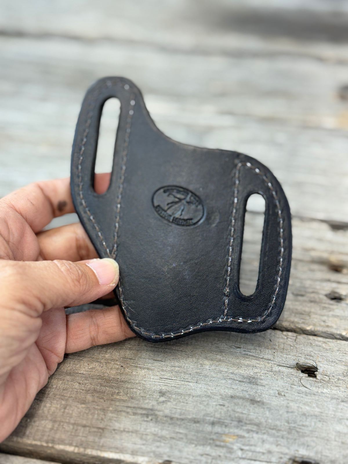 Carved Floral Wide Slanted Pancake Knife Sheath