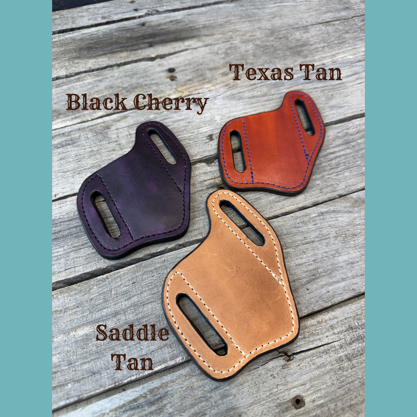 Plain Leather Knife Sheath | Handmade Wide Slanted Pancake Pocket Knife Sheath