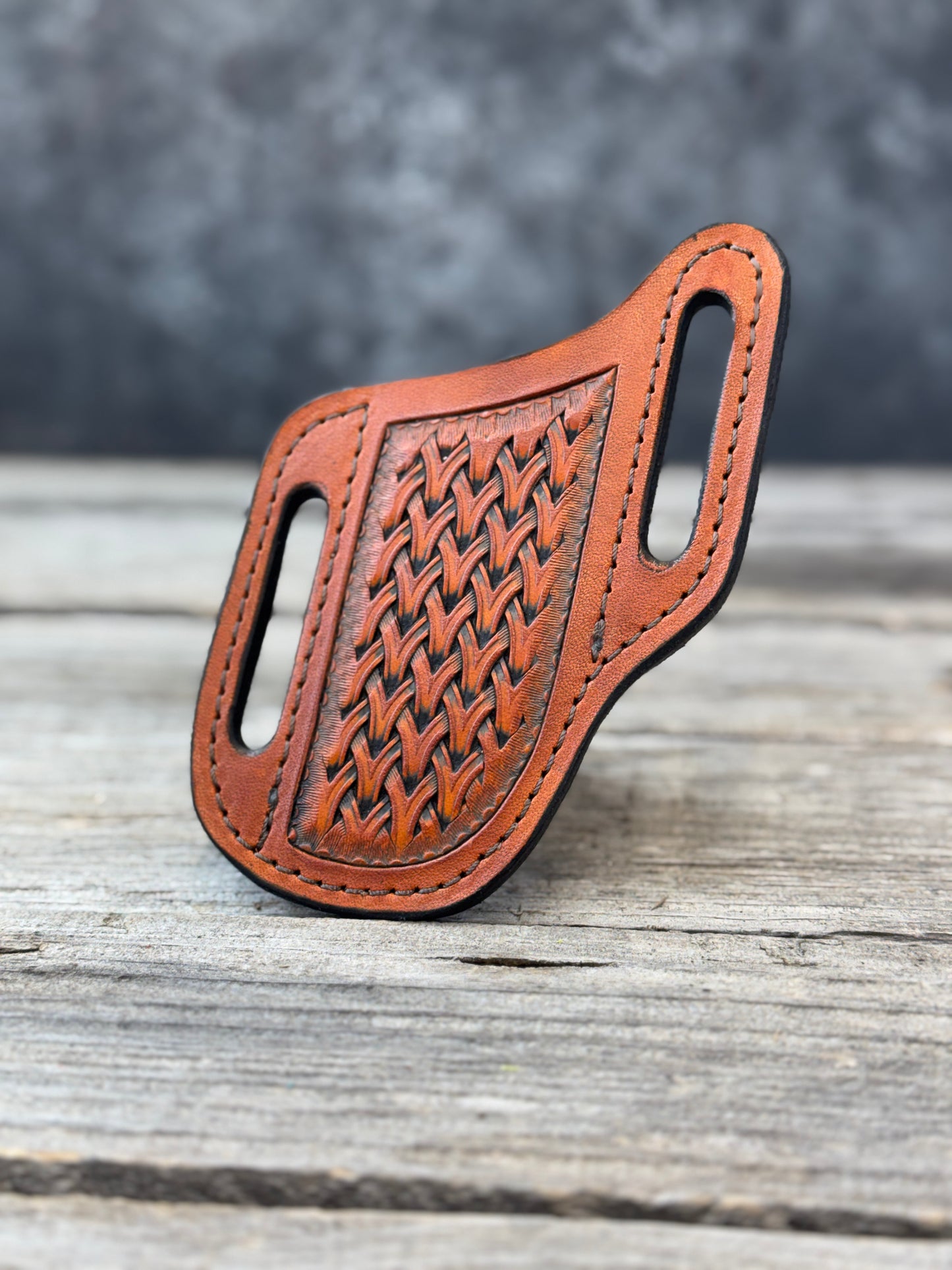 Woven Basketweave Leather Knife Sheath