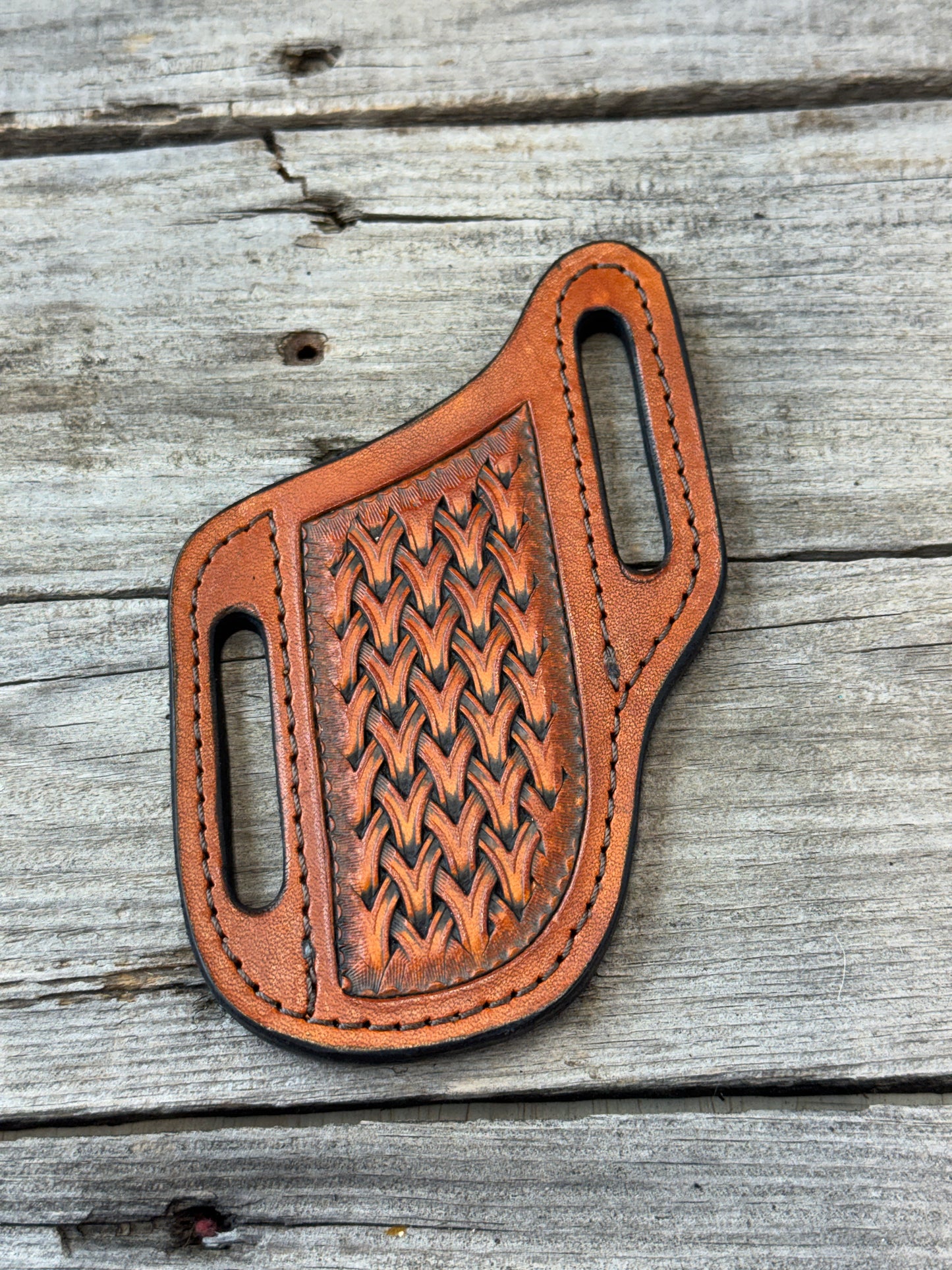 Woven Basketweave Leather Knife Sheath
