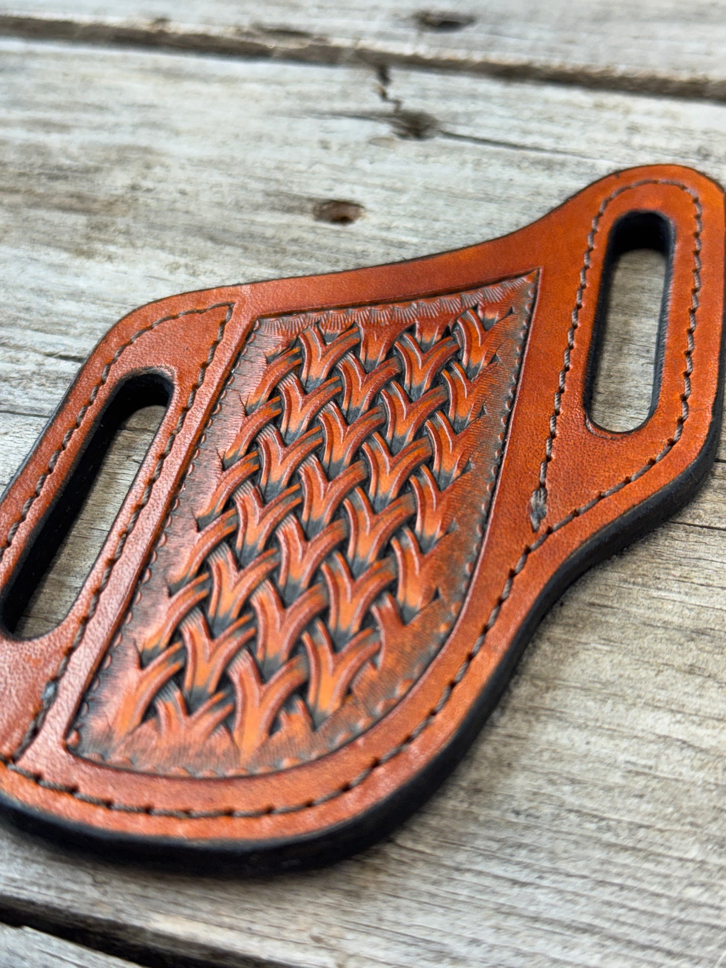 Woven Basketweave Leather Knife Sheath