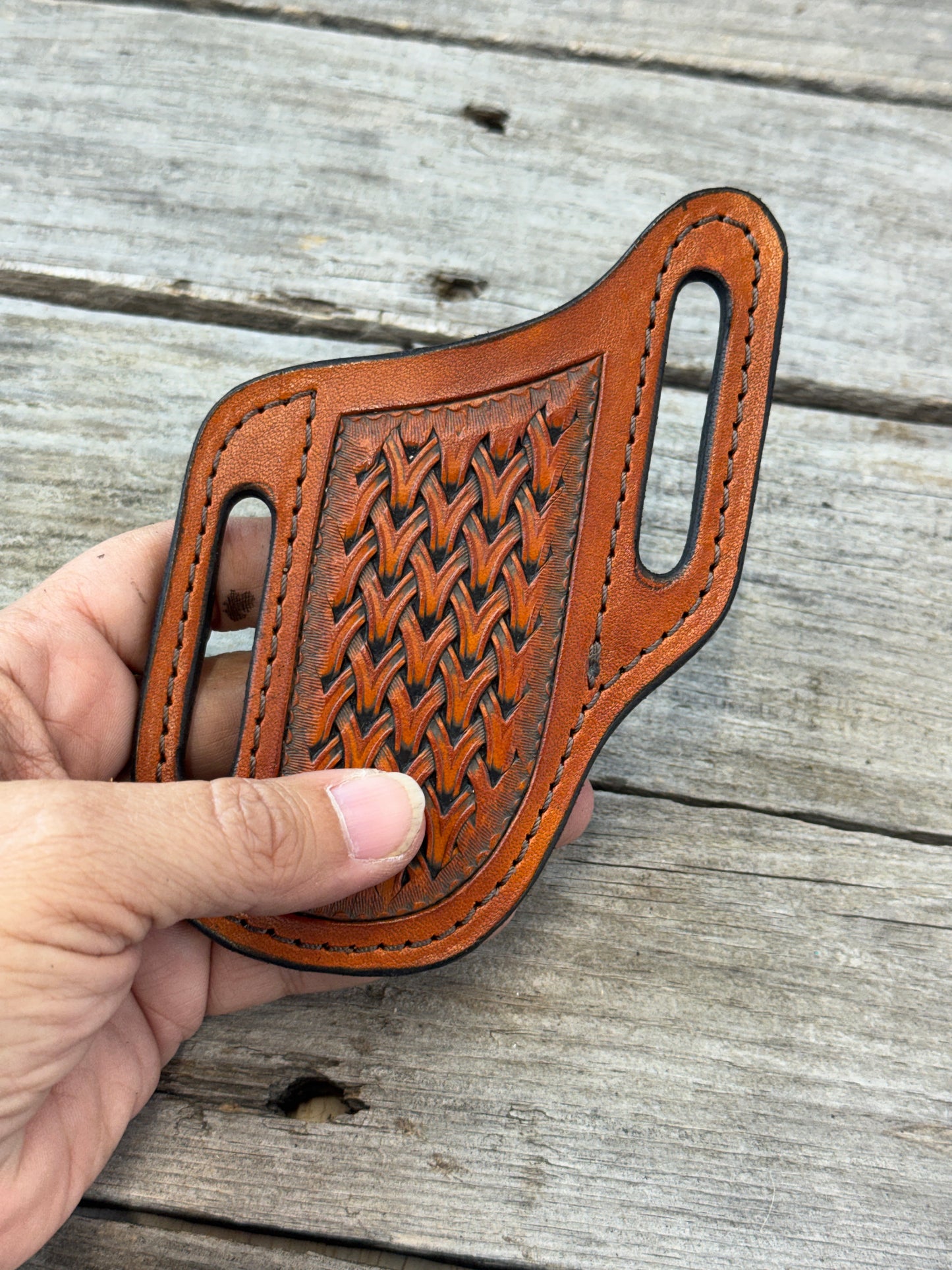 Woven Basketweave Leather Knife Sheath
