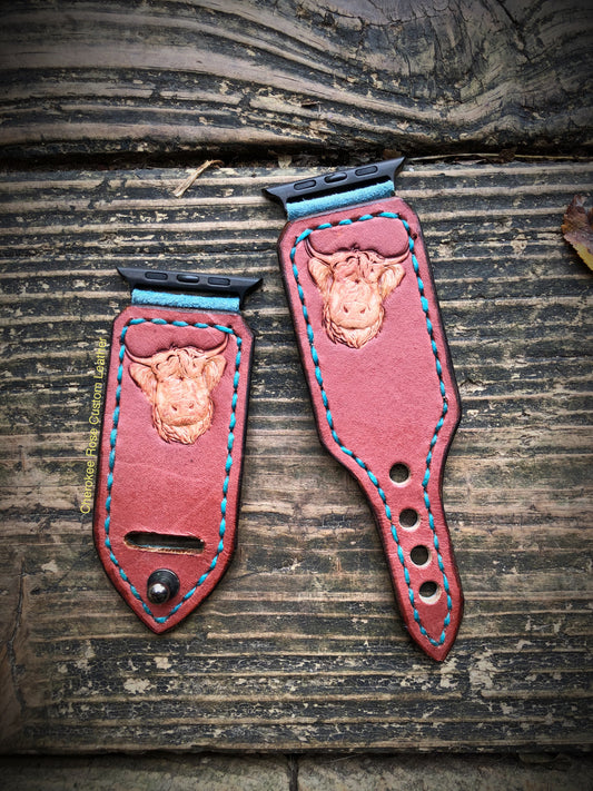 42/44mm Hairy Cow Custom Leather Apple Watch Band