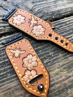 38/40mm Honey Bees & Flowers Leather Apple Watch Band