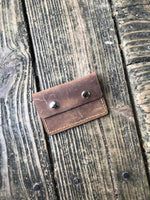 Sandy Brown Oil Tanned Double Snap Minimalist Wallet