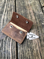 Sandy Brown Oil Tanned Double Snap Minimalist Wallet