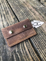 Sandy Brown Oil Tanned Double Snap Minimalist Wallet