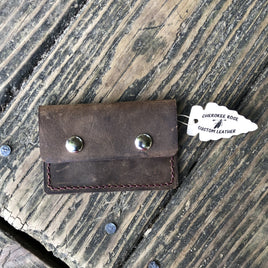 Chocolate Brown Oil Tanned Double Snap Minimalist Wallet