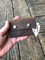 Chocolate Brown Oil Tanned Double Snap Minimalist Wallet