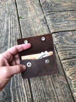 Chocolate Brown Oil Tanned Double Snap Minimalist Wallet